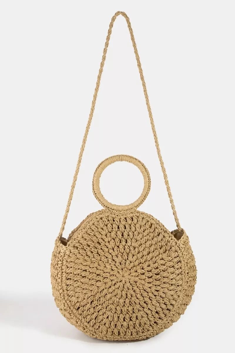 Fame Circle Handle Circle Straw Braided Hand Bag - Bitsy Gypsy Boutique
