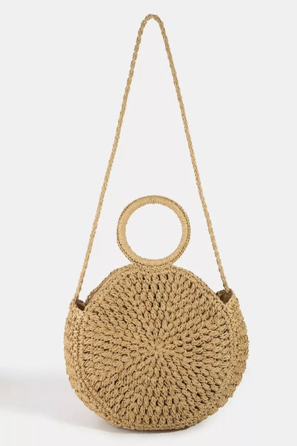 Fame Circle Handle Circle Straw Braided Hand Bag - Bitsy Gypsy Boutique