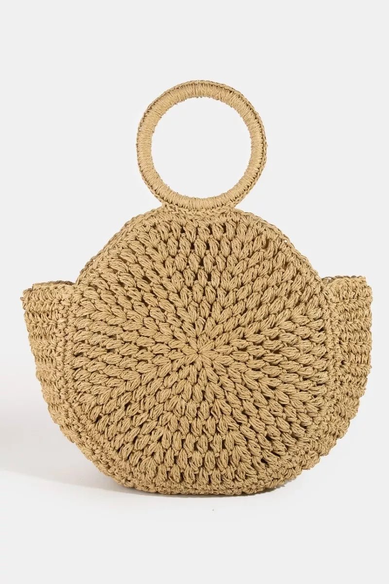 Fame Circle Handle Circle Straw Braided Hand Bag - Bitsy Gypsy Boutique