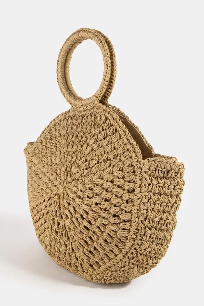Fame Circle Handle Circle Straw Braided Hand Bag - Bitsy Gypsy Boutique