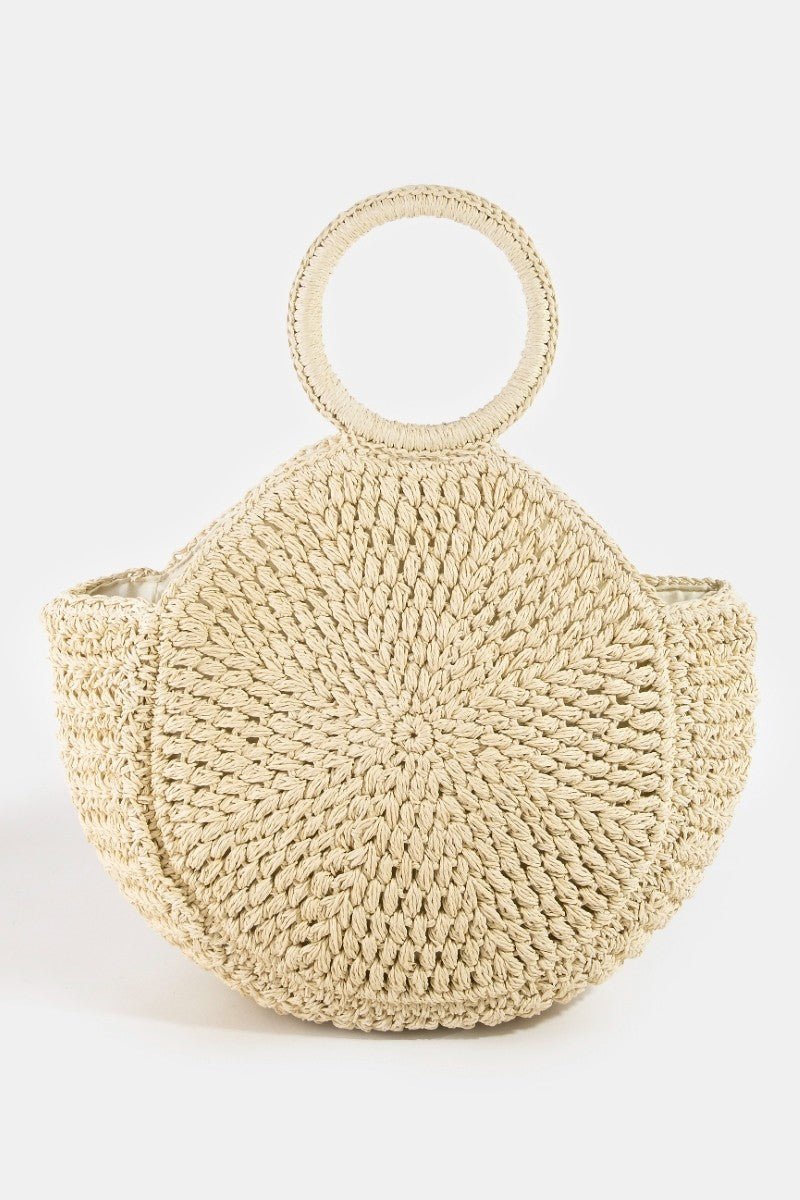 Fame Circle Handle Circle Straw Braided Hand Bag - Bitsy Gypsy Boutique