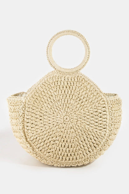 Fame Circle Handle Circle Straw Braided Hand Bag - Bitsy Gypsy Boutique