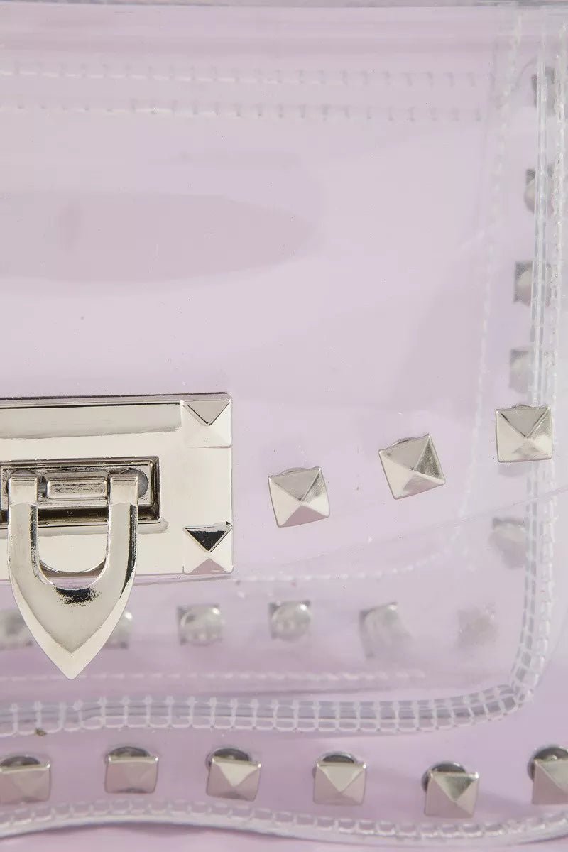 Fame Clear Studded Crossbody Stadium Bag With Chain Strap - Bitsy Gypsy Boutique