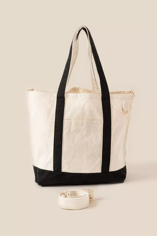 Fame Contrast Trim Tote Bag - Bitsy Gypsy Boutique