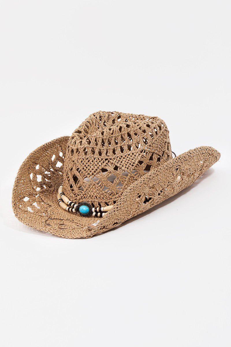 Fame Cutout Strap Weave Straw Hat - Bitsy Gypsy Boutique