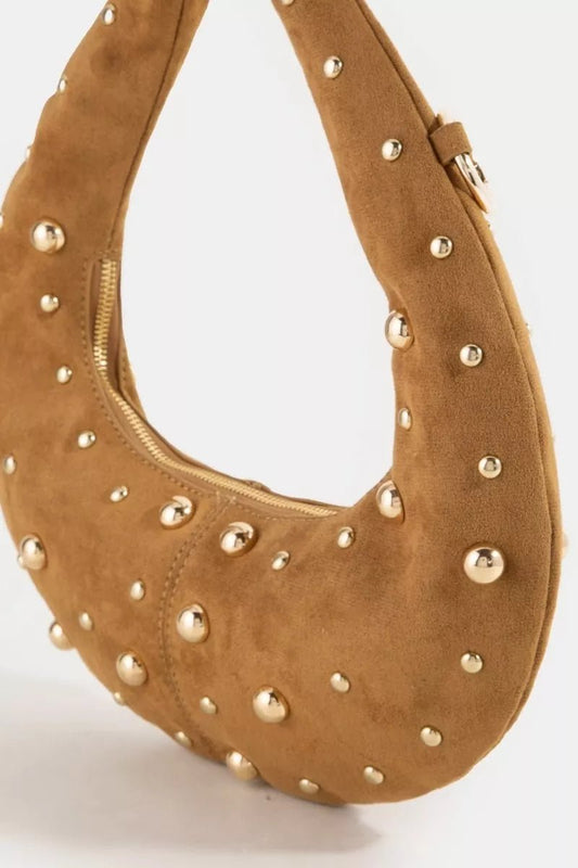 Fame Dome Studded Chrome Crescent Hand Bag - Bitsy Gypsy Boutique