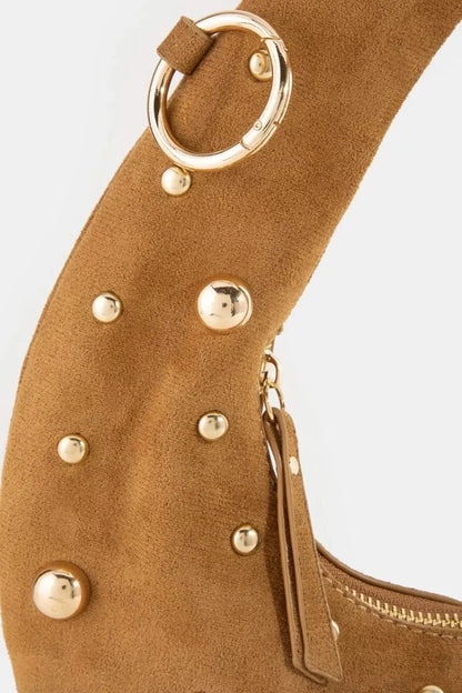 Fame Dome Studded Chrome Crescent Hand Bag - Bitsy Gypsy Boutique
