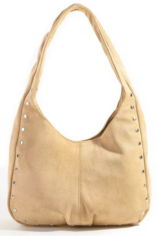 Fame Faux Suede Studded Trim Hobo Bag - Bitsy Gypsy Boutique
