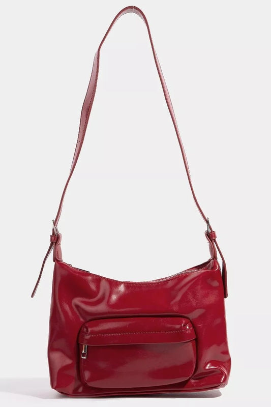Fame Glossy Faux Leather Shoulder Bag - Bitsy Gypsy Boutique