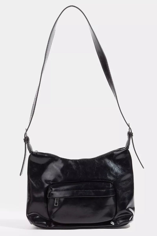 Fame Glossy Faux Leather Shoulder Bag - Bitsy Gypsy Boutique