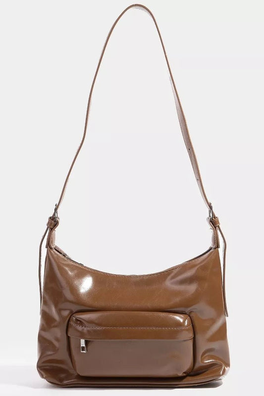 Fame Glossy Faux Leather Shoulder Bag - Bitsy Gypsy Boutique