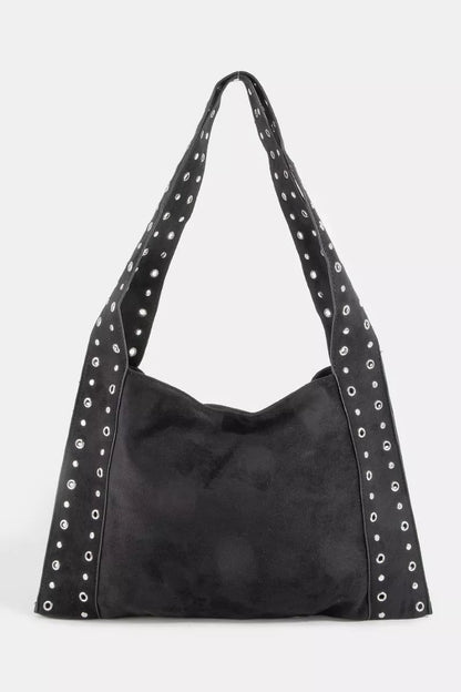 Fame Grommet Strap Suede Shoulder Bag - Bitsy Gypsy Boutique
