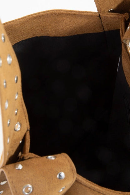 Fame Grommet Strap Suede Shoulder Bag - Bitsy Gypsy Boutique