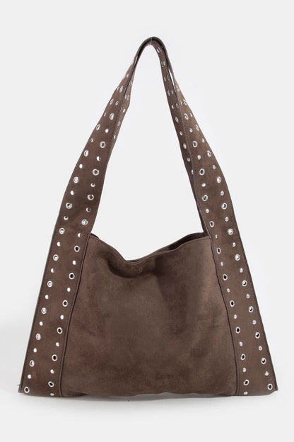Fame Grommet Strap Suede Shoulder Bag - Bitsy Gypsy Boutique