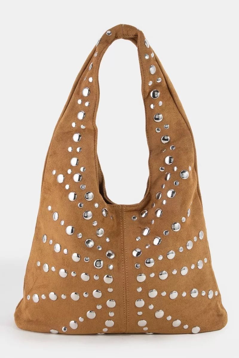 Fame Grommet Studded Suede Shoulder Bag - Bitsy Gypsy Boutique
