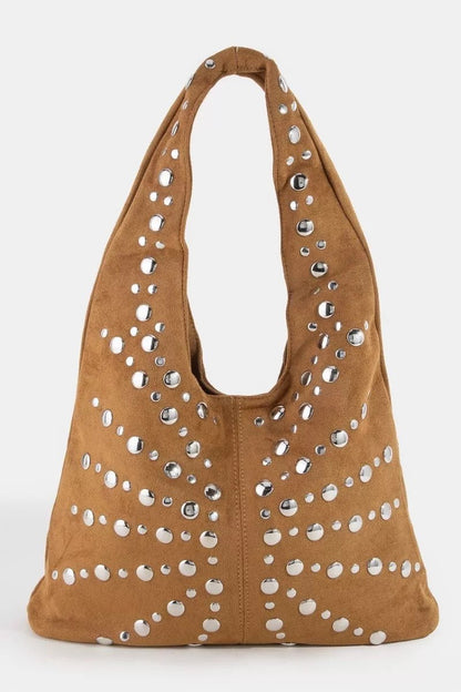 Fame Grommet Studded Suede Shoulder Bag - Bitsy Gypsy Boutique