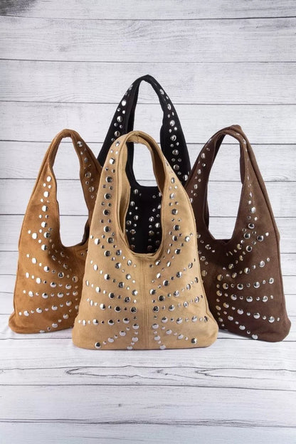 Fame Grommet Studded Suede Shoulder Bag - Bitsy Gypsy Boutique