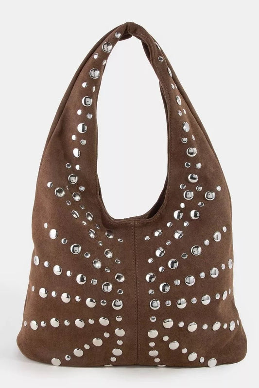 Fame Grommet Studded Suede Shoulder Bag - Bitsy Gypsy Boutique