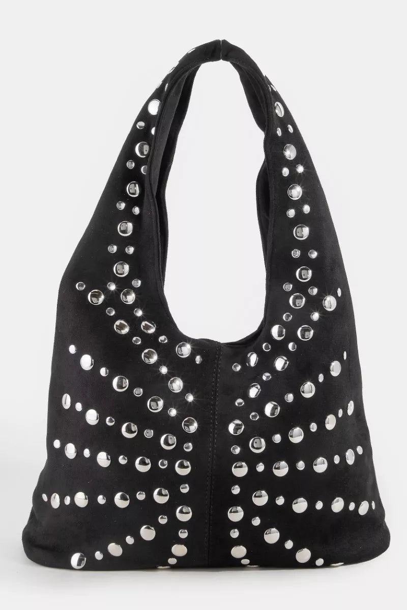 Fame Grommet Studded Suede Shoulder Bag - Bitsy Gypsy Boutique