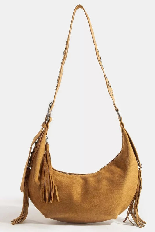 Fame Half Moon Fringe Buckle Strap Hobo Bag - Bitsy Gypsy Boutique