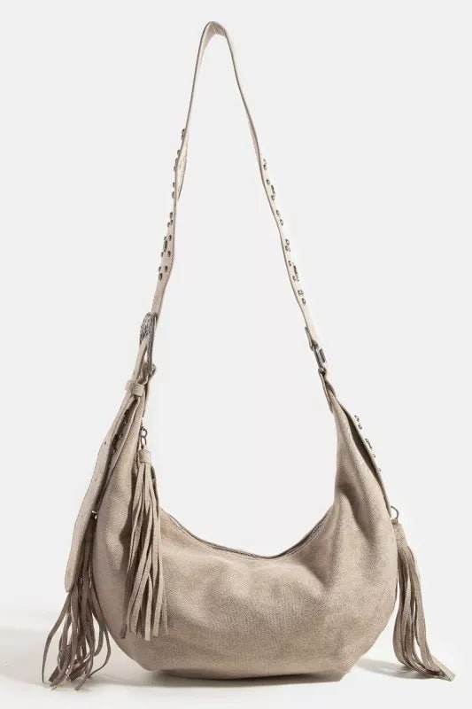 Fame Half Moon Fringe Buckle Strap Hobo Bag - Bitsy Gypsy Boutique