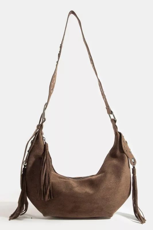Fame Half Moon Fringe Buckle Strap Hobo Bag - Bitsy Gypsy Boutique