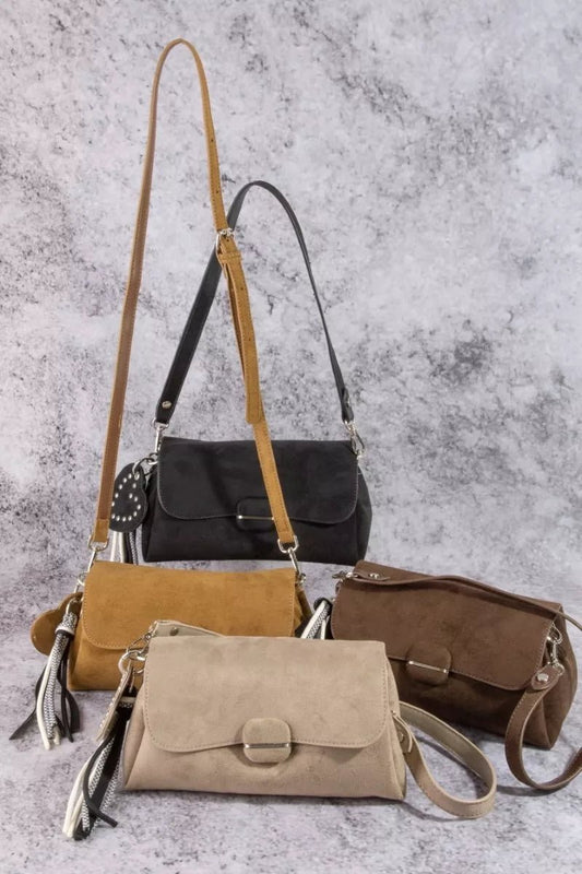 Fame Heart And Tassel Accent Suede Shoulder Bag - Bitsy Gypsy Boutique