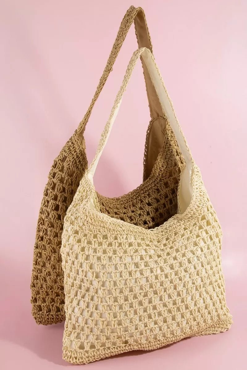 Fame Intricate Straw Weave Large Shoulder Bag - Bitsy Gypsy Boutique
