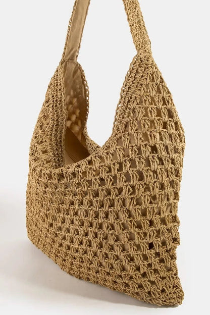 Fame Intricate Straw Weave Large Shoulder Bag - Bitsy Gypsy Boutique