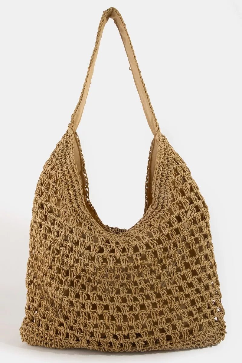 Fame Intricate Straw Weave Large Shoulder Bag - Bitsy Gypsy Boutique