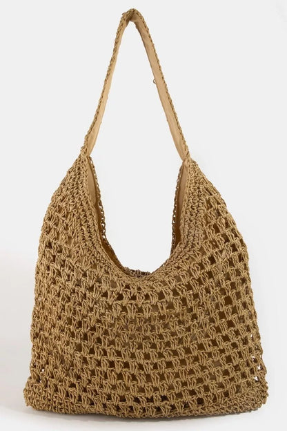Fame Intricate Straw Weave Large Shoulder Bag - Bitsy Gypsy Boutique