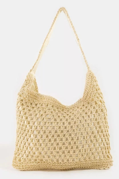 Fame Intricate Straw Weave Large Shoulder Bag - Bitsy Gypsy Boutique