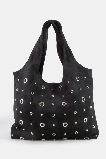 Fame Large Grommeted Suede Shoulder Bag - Bitsy Gypsy Boutique