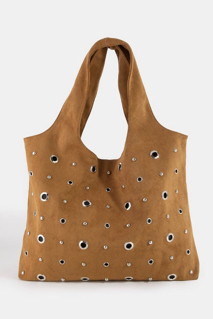 Fame Large Grommeted Suede Shoulder Bag - Bitsy Gypsy Boutique