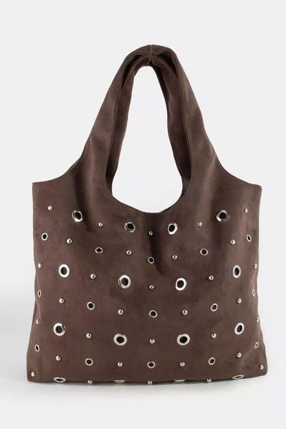 Fame Large Grommeted Suede Shoulder Bag - Bitsy Gypsy Boutique