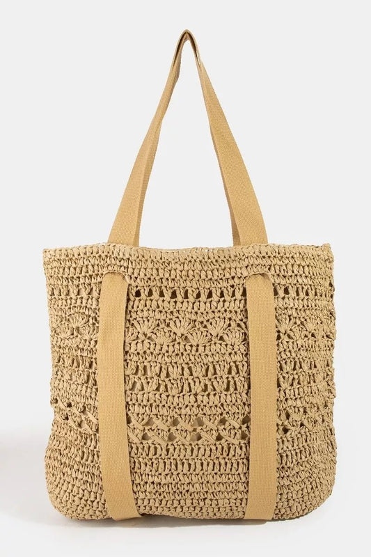 Fame Large Straw Braided Tote Bag with Hat Holder - Bitsy Gypsy Boutique