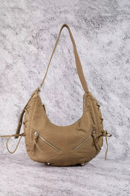 Fame Larger Leather Crescent Shoulder Bag - Bitsy Gypsy Boutique