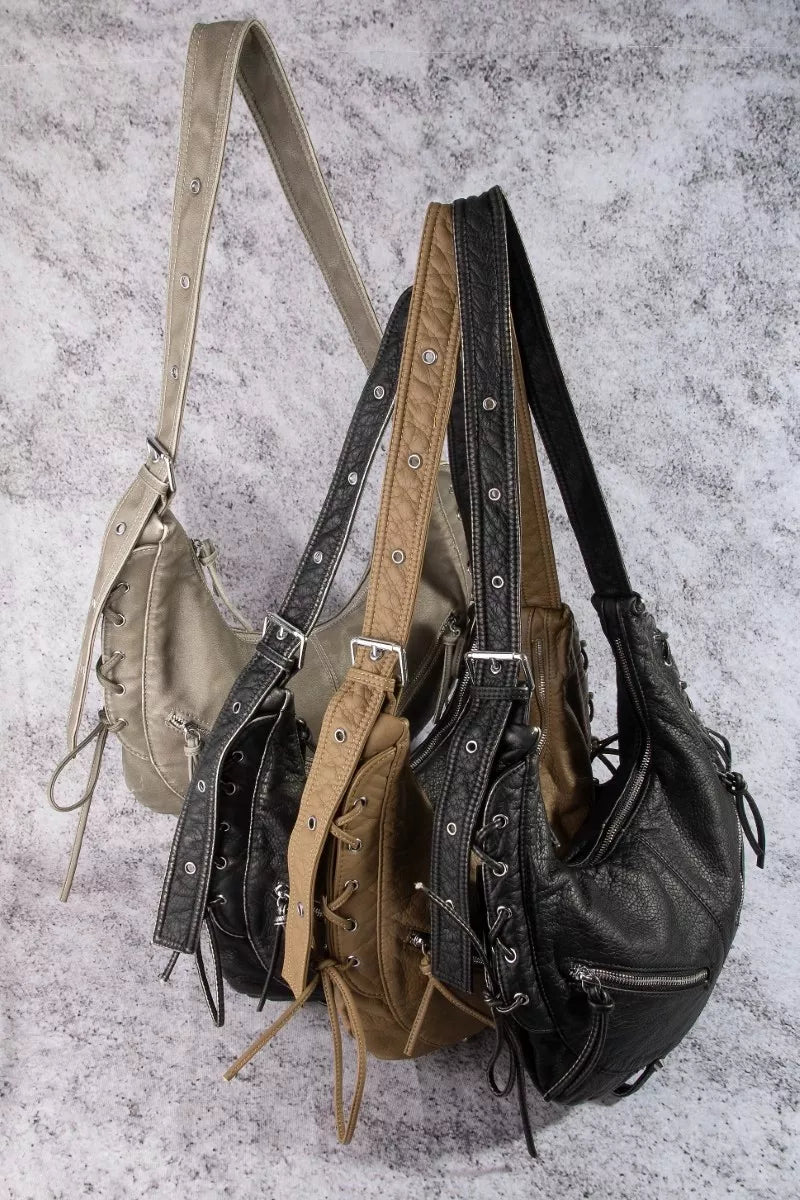 Fame Larger Leather Crescent Shoulder Bag - Bitsy Gypsy Boutique