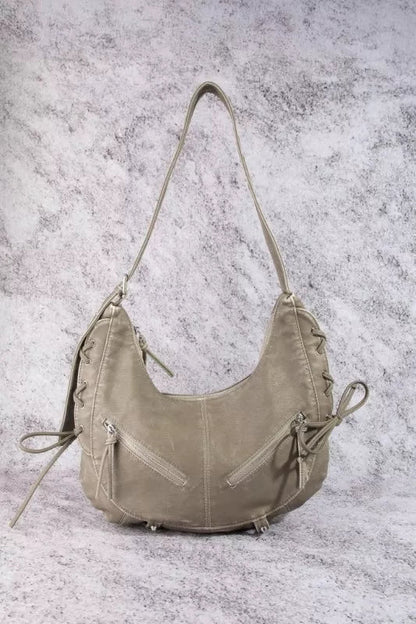 Fame Larger Leather Crescent Shoulder Bag - Bitsy Gypsy Boutique