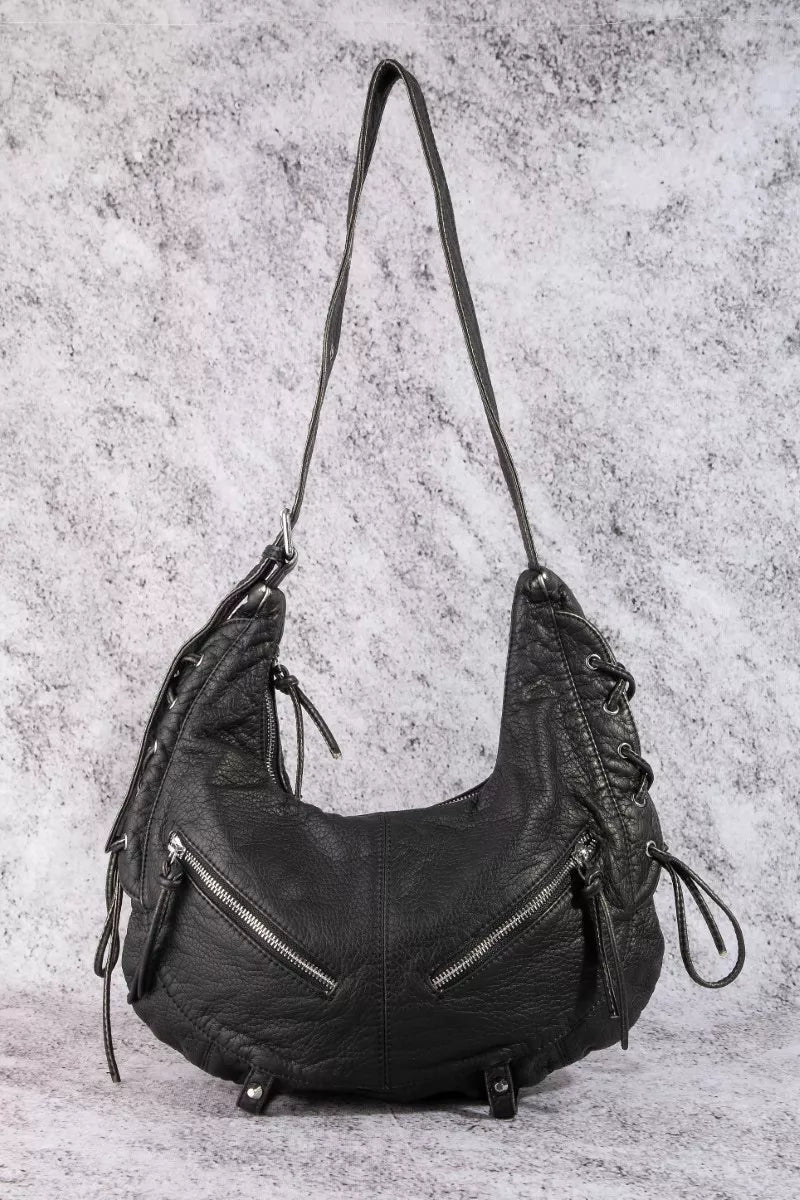 Fame Larger Leather Crescent Shoulder Bag - Bitsy Gypsy Boutique