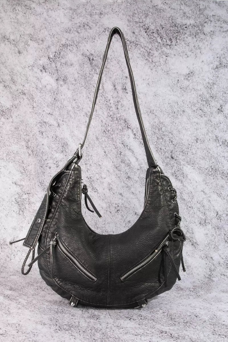 Fame Larger Leather Crescent Shoulder Bag - Bitsy Gypsy Boutique