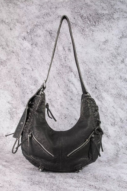 Fame Larger Leather Crescent Shoulder Bag - Bitsy Gypsy Boutique