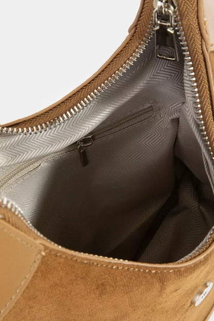 Fame Leather Accent Suede Crescent Shoulder Bag - Bitsy Gypsy Boutique