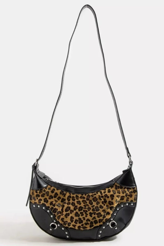 Fame Leopard Print Half Moon Shoulder Bag - Bitsy Gypsy Boutique