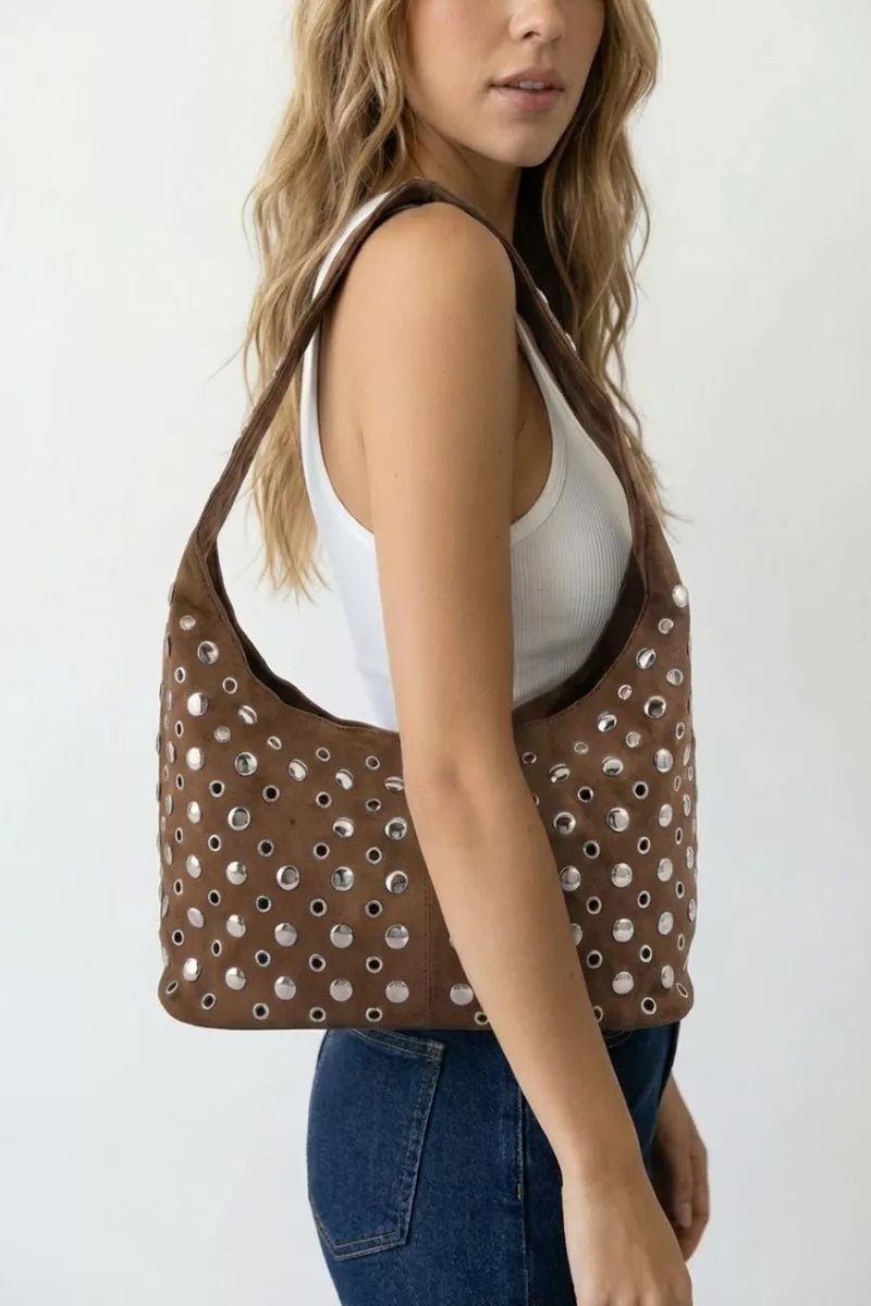 Fame Multi Rivet Studded Shoulder Bag - Bitsy Gypsy Boutique