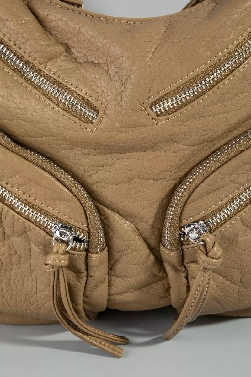 Fame Multi Zipper Pocket Leather Hobo Bag - Bitsy Gypsy Boutique