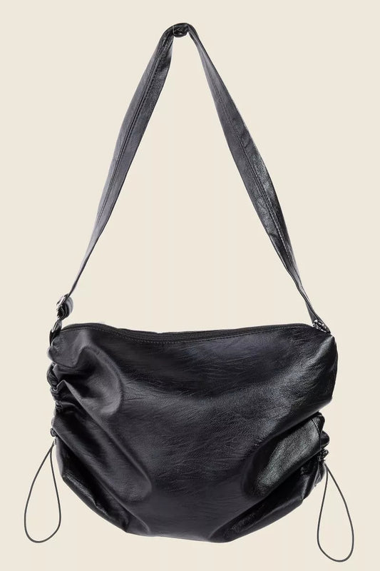 Fame Ruched Detail Faux Leather Shoulder Bag - Bitsy Gypsy Boutique
