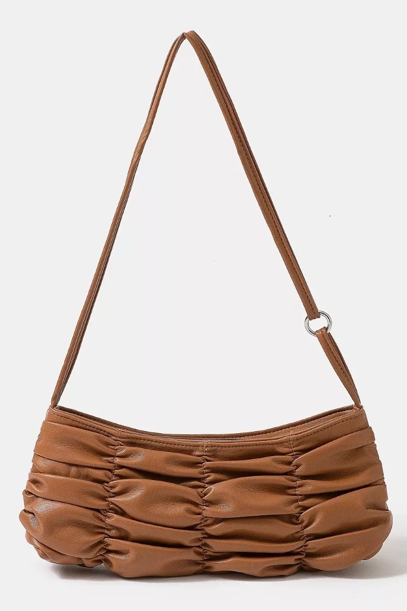Fame Segmented Pleated Faux Leather Hand Bag - Bitsy Gypsy Boutique