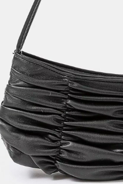 Fame Segmented Pleated Faux Leather Hand Bag - Bitsy Gypsy Boutique