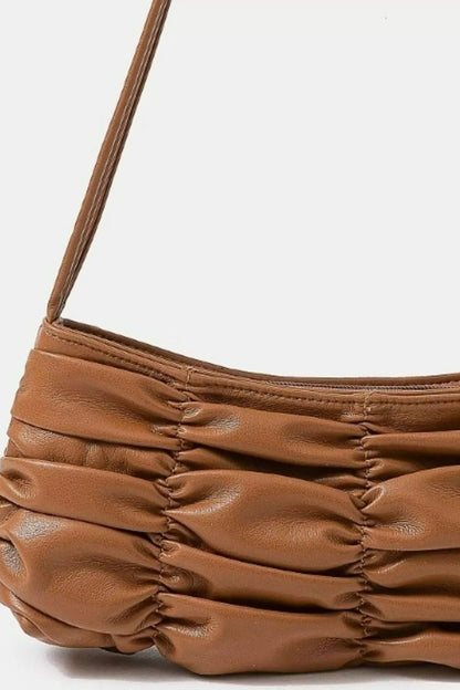 Fame Segmented Pleated Faux Leather Hand Bag - Bitsy Gypsy Boutique